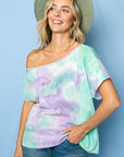 e Luna Tie Dye Thermal One Shoulder Short Sleeve Top