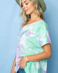 e Luna Tie Dye Thermal One Shoulder Short Sleeve Top