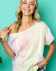 e Luna Tie Dye Thermal One Shoulder Short Sleeve Top