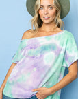 e Luna Tie Dye Thermal One Shoulder Short Sleeve Top