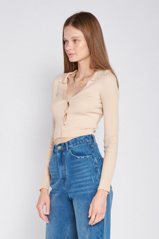 Emory Park Ribbed Button Down Crop Cardigan