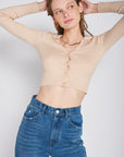 Emory Park Ribbed Button Down Crop Cardigan