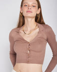 Emory Park Ribbed Button Down Crop Cardigan