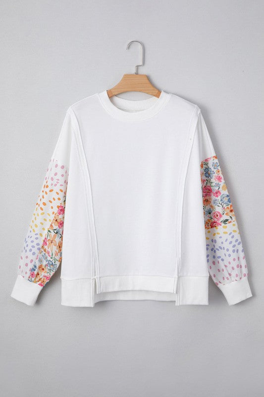 Raelynn Floral Patchwork Casual Sweatshirt