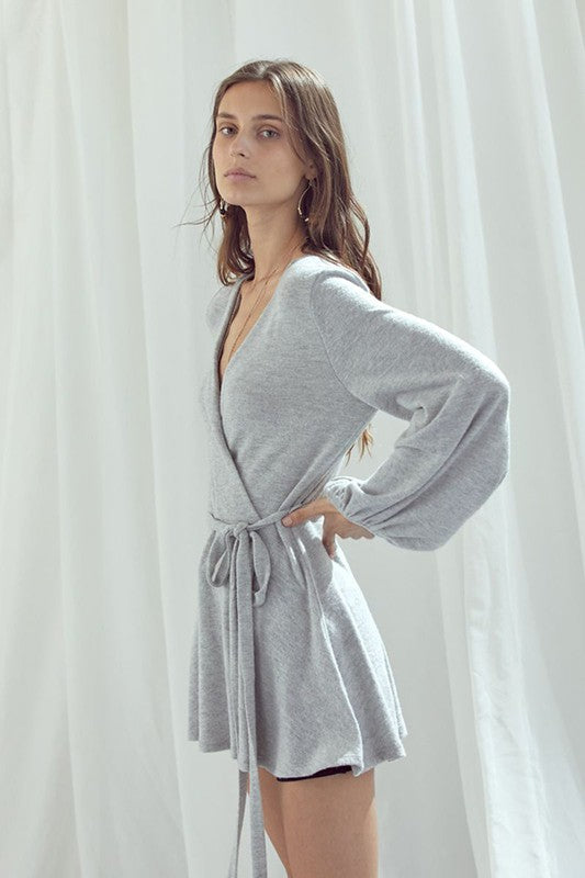 Jade By Jane Long Bubble Sleeve Wrap Tunic PLUS
