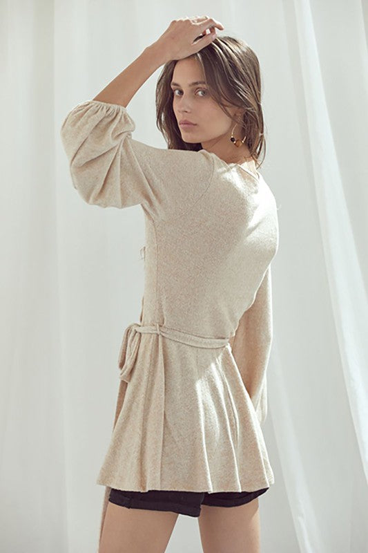 Jade By Jane Long Bubble Sleeve Wrap Tunic PLUS