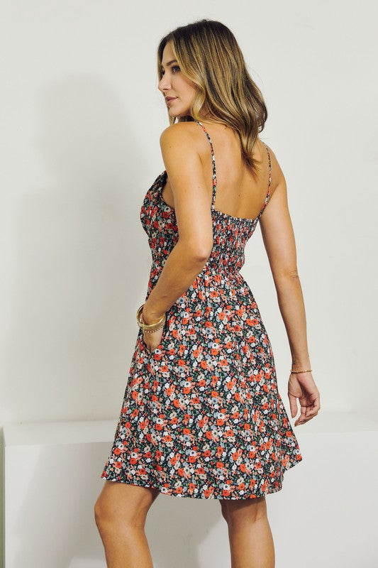 Sleeveless V-Neck Floral Dress by J.NNA