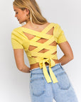 Le Lis Short Sleeve Crisscross Back Knit Top - Online Only