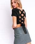 Le Lis Short Sleeve Crisscross Back Knit Top - Online Only