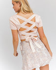 Le Lis Short Sleeve Crisscross Back Knit Top - Online Only