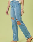 Vibrant M.i.U High Rise Distressed Wide Leg Jeans