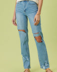 Vibrant M.i.U High Rise Distressed Wide Leg Jeans