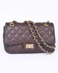 Quilted Turn Lock Convertible Shoulder Bag