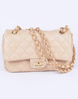 Quilted Turn Lock Convertible Shoulder Bag