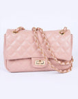 Quilted Turn Lock Convertible Shoulder Bag