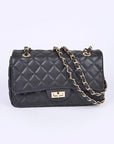 Quilted Turn Lock Convertible Shoulder Bag