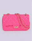 Quilted Turn Lock Convertible Shoulder Bag