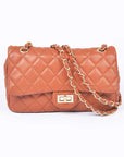 Quilted Turn Lock Convertible Shoulder Bag