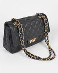 Quilted Turn Lock Convertible Shoulder Bag