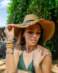 Sun Panama Leopard Wide Brim Belted Trendy Hat