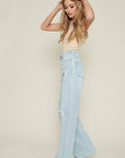 Distressed Wide Leg Jeans - Online Only