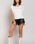 Studded Flutter Sleeve T-shirt - Online Only