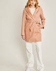 Love Tree JQ Fleece Belted Hoodie Coat