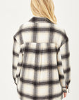 Love Tree Plaid Button Up Jacket with Sherpa Lining