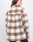 Love Tree Plaid Button Up Jacket with Sherpa Lining