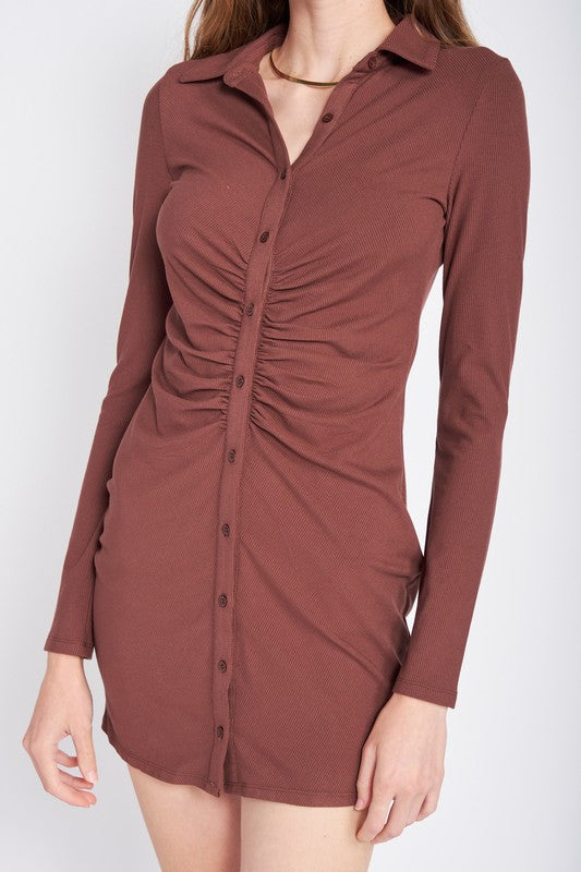 Emory Park Ruched Long Sleeve Dress