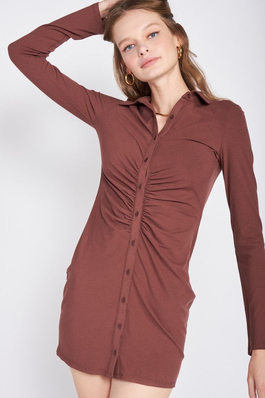 Emory Park Ruched Long Sleeve Dress