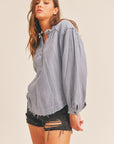 Lush Clothing Distressed Button Down Top