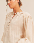 Lush Clothing Distressed Button Down Top