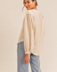 Lush Clothing Distressed Button Down Top