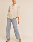 Lush Clothing Distressed Button Down Top