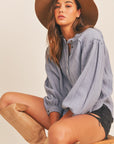 Lush Clothing Distressed Button Down Top