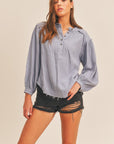 Lush Clothing Distressed Button Down Top