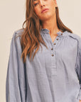 Lush Clothing Distressed Button Down Top