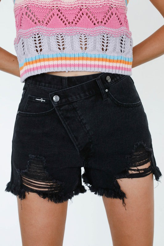 Insane Gene Crossover Denim Mom Shorts