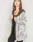 Camo Cardigan with Hoodie