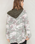 Camo Cardigan with Hoodie