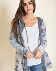 Camo Cardigan with Hoodie