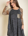 Animal Print Sleeve A-Line Dress