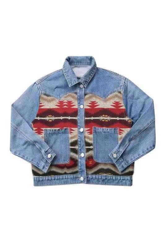 Miss Sparkling Contrast Denim Western Jacket