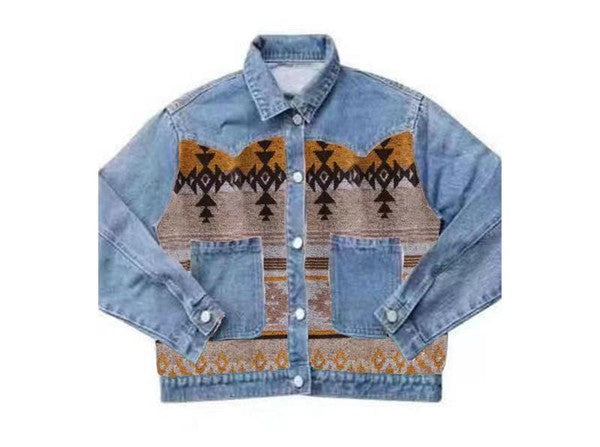 Miss Sparkling Contrast Denim Western Jacket