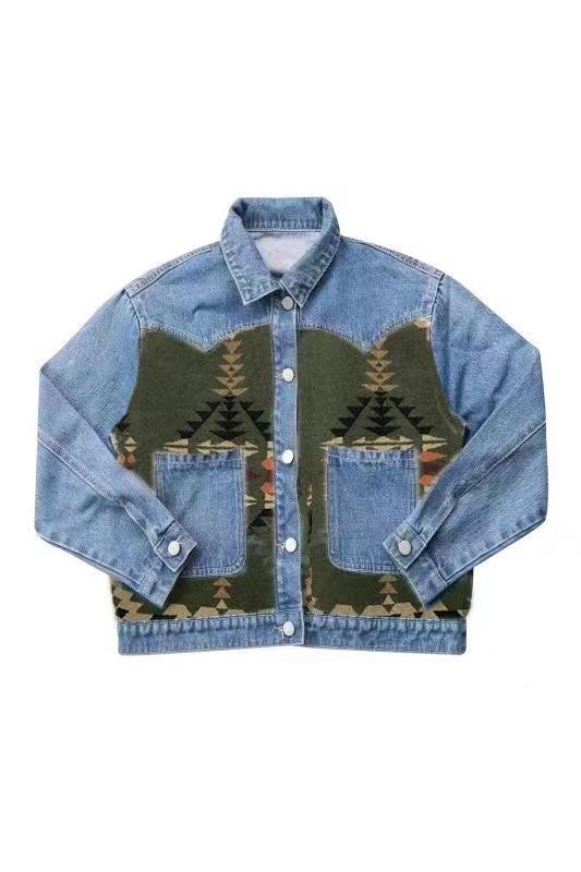 Miss Sparkling Contrast Denim Western Jacket
