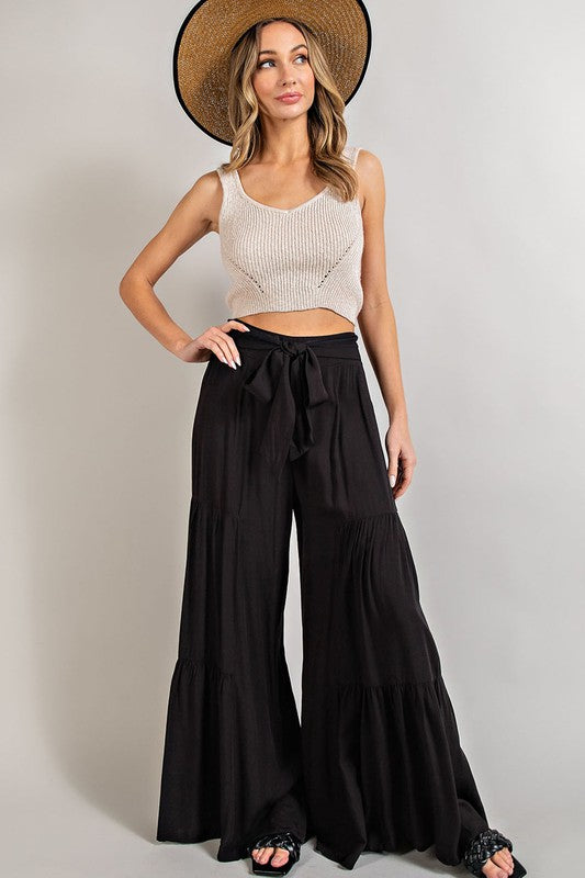 Tiered Wide Leg Pants - Online Only