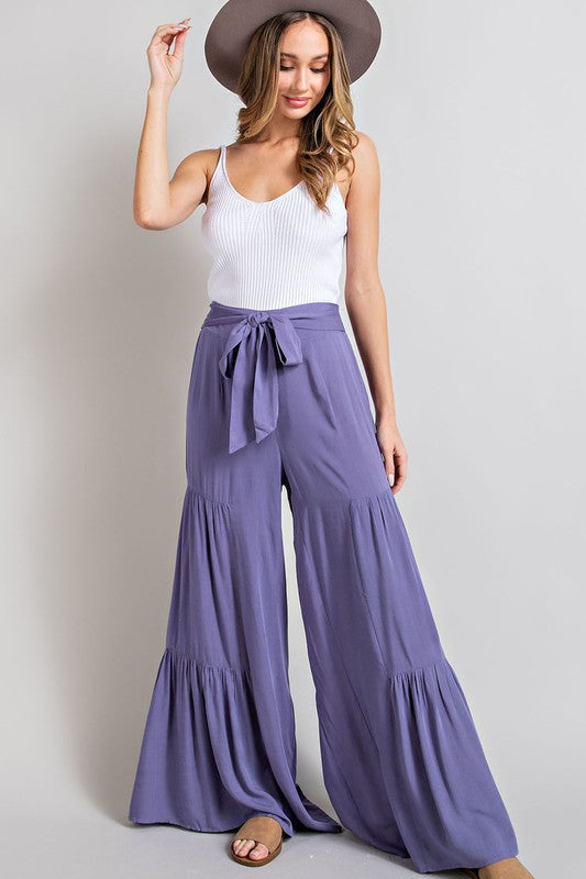 Tiered Wide Leg Pants - Online Only