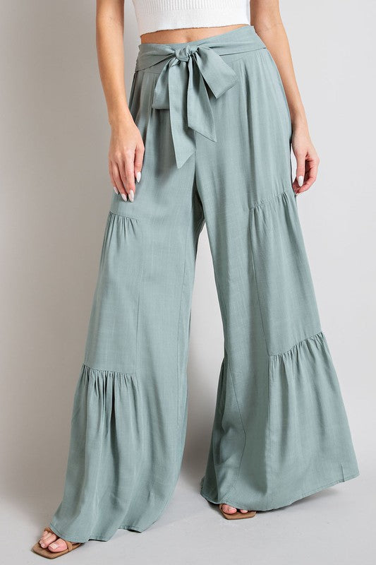 Tiered Wide Leg Pants - Online Only