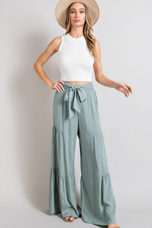 Tiered Wide Leg Pants - Online Only